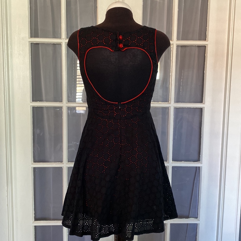 Living Dead Souls Gothic Cutout Back Heart Dress Rockabilly Valentine’s Day - Picture 4 of 8